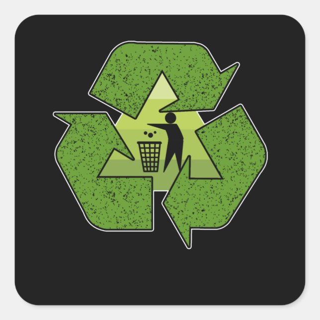 Bin gerecycelt, um unseren Planeten zu schützen Quadratischer Aufkleber (Vorderseite)