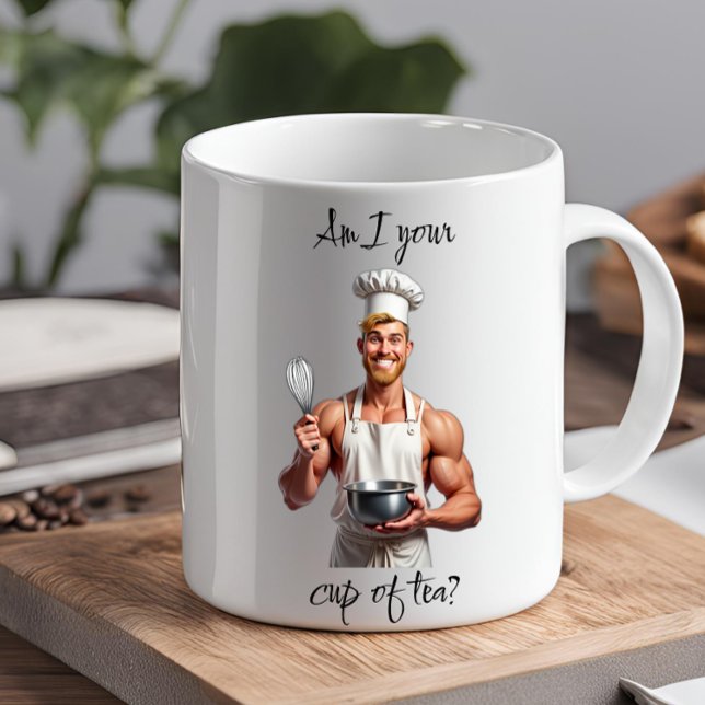 BIN I YOUR CUP OF TEA lustige Neuheit Geschenkbüro Kaffeetasse (Gifts for her Mothers Day Christmas pinups hunks man maid office gifts coworkers white elephant)
