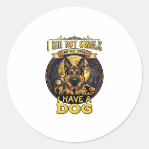 Bin nicht Single habe Hund Halloween_1 Runder Aufkleber