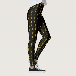 Binär-orangefarbenes Muster in schwarz Leggings