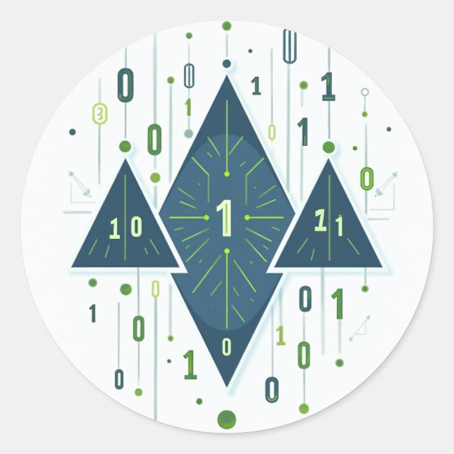 Binärcode-Geometrisches Muster für Programmierer u Runder Aufkleber (Vorderseite)