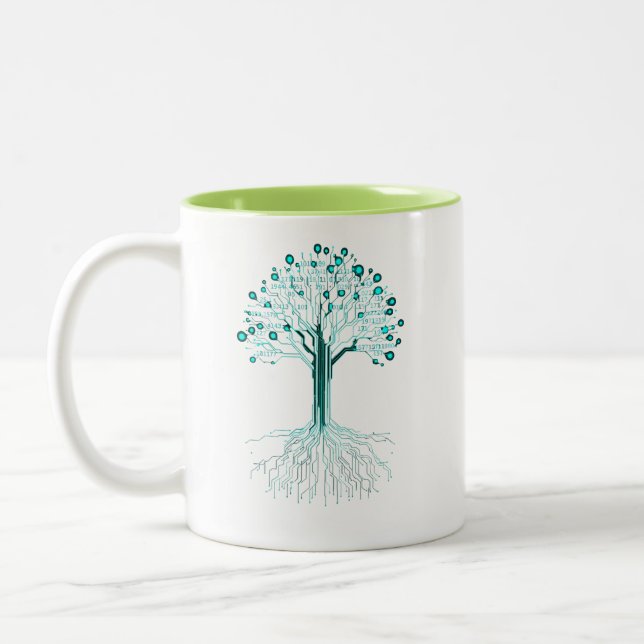 Binärcodierungsprogrammierer Grafikdesign für Code Zweifarbige Tasse (Links)