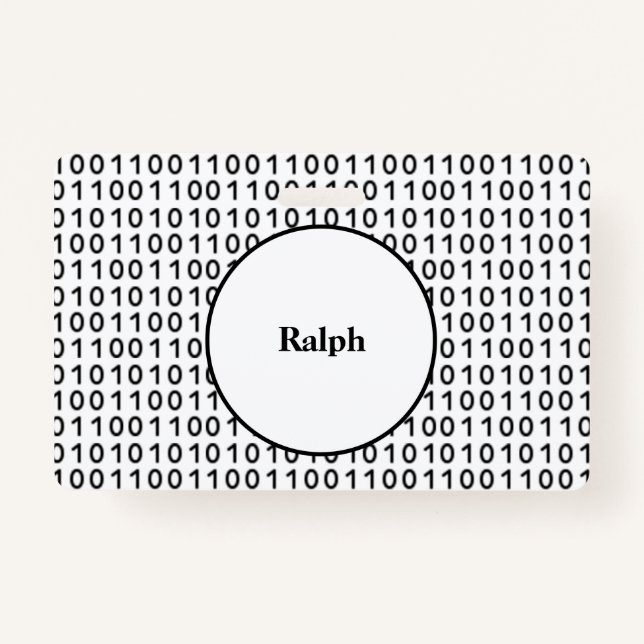 Binäre Code-Computersprache mit Namen Ausweis (Vorderseite)