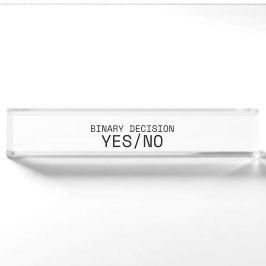 Binäre Entscheidung Ja Nein Minimalistische Schrei Namensplakette