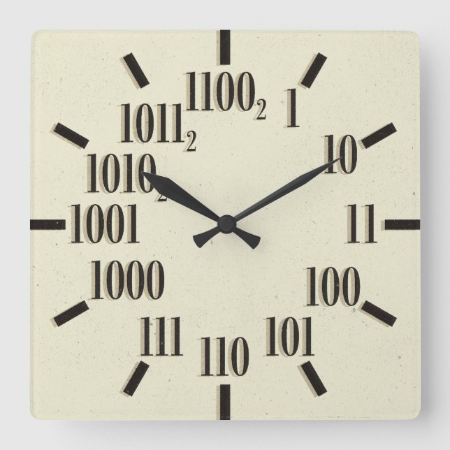 Binäre Wanduhr, Quadrat Quadratische Wanduhr (Vorderseite)