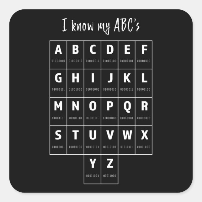 Binärer Code ABC Alphabet-Programmierung Quadratischer Aufkleber (Vorderseite)