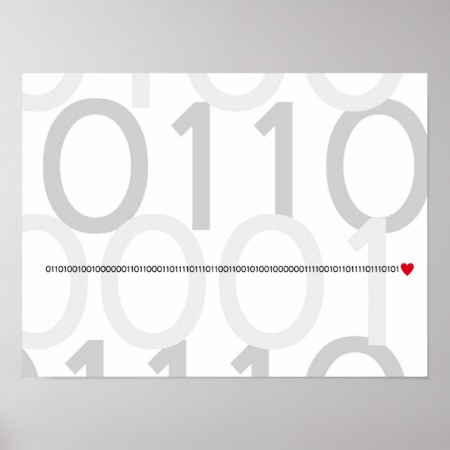 Binärer Code I Liebe Sie poster Geek heart (Vorne)