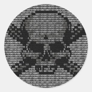 Binärer Code - Schädel und Kreuzbeine Runder Aufkleber