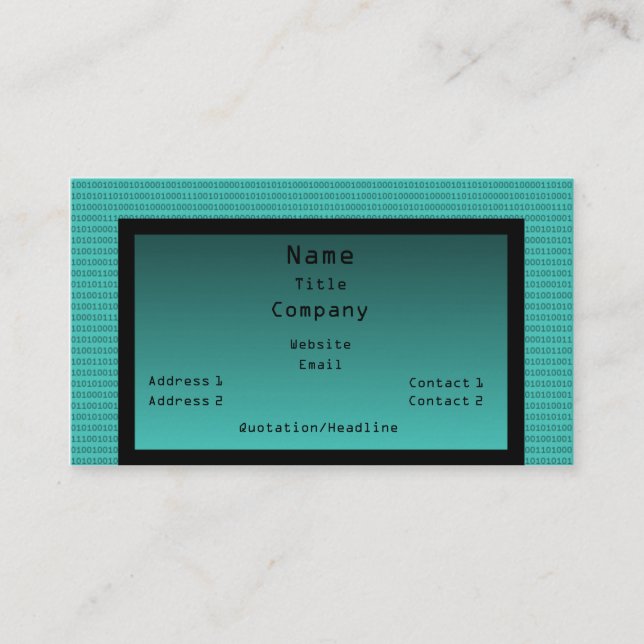 Binary Code Business Card, Aquamarin Visitenkarte (Vorderseite)