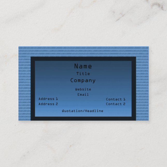 Binary Code Business Card, blau Visitenkarte (Vorderseite)