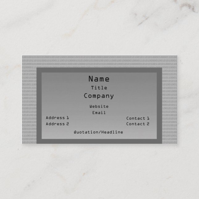 Binary Code Business Card, Grau Visitenkarte (Vorderseite)