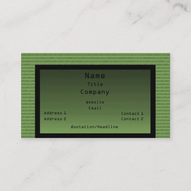 Binary Code Business Card, grün Visitenkarte (Vorderseite)