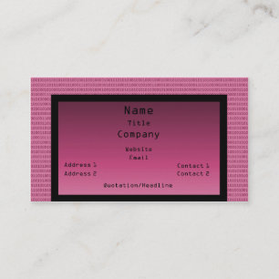 Binary Code Business Card, Pink Visitenkarte