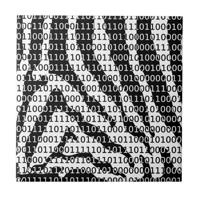 Binary-Code für Schwarz und Weiß Fliese (Vorderseite)