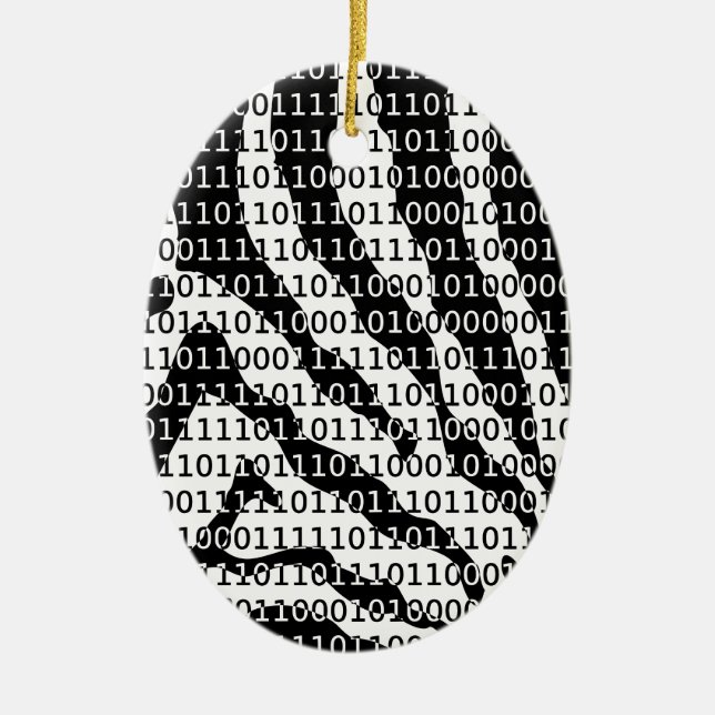 Binary-Code für Schwarz und Weiß Keramik Ornament (Vorne)