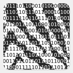 Binary-Code für Schwarz und Weiß Quadratischer Aufkleber