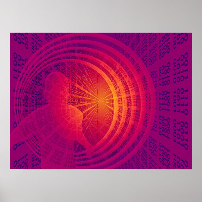 Binary Code Hi-Tech Abstract Design Poster (Vorne)