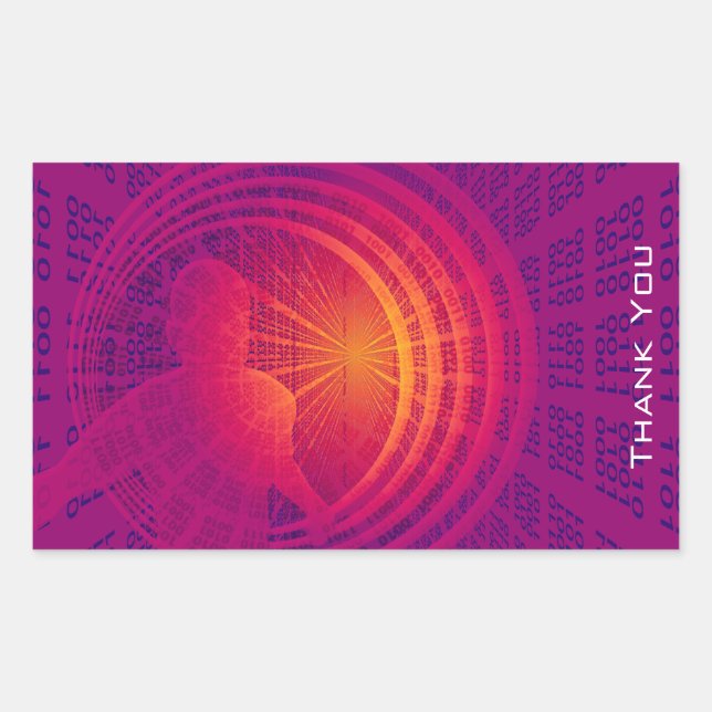 Binary Code Hi-Tech Abstract Design Vielen Dank Rechteckiger Aufkleber (Vorderseite)