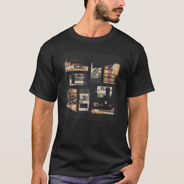 Binary Code Retro Computer Glitch Geek Programmer T-Shirt (Vorderseite)