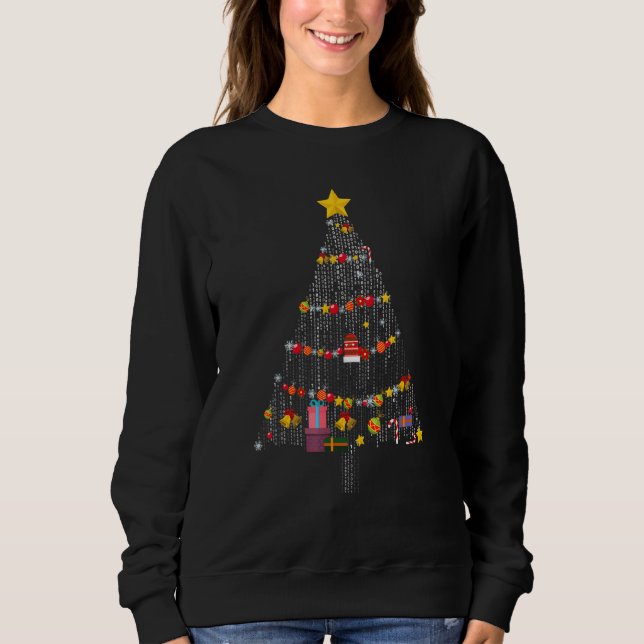 Binary Coding Computer Programmer Weihnachtsbaum X Sweatshirt (Vorderseite)