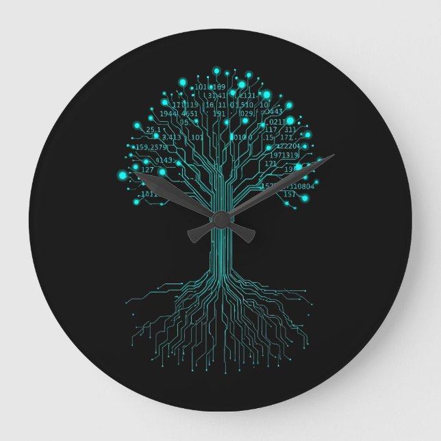 Binary Coding Programmer Graphic Design for Coders Große Wanduhr (Vorderseite)