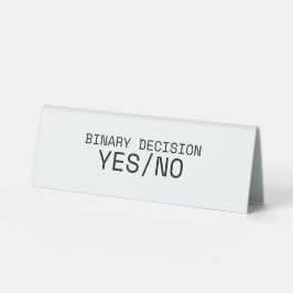 Binary Decision Yes No Minimalist Typewriter Tischaufsteller