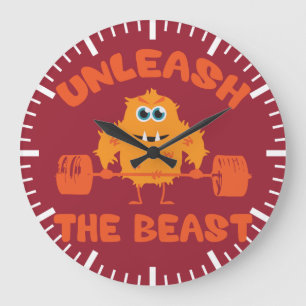 Binden Sie die Tier-Turnhallen-Motivation los Große Wanduhr
