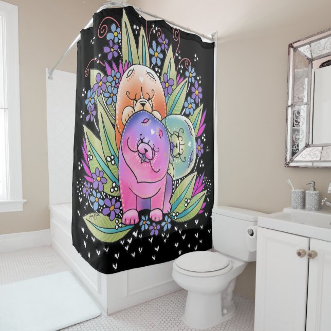 BINDEN Sie PLAYDATE CHOW-CHOW - Duschvorhang oder (Beispiel)