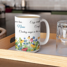 Bindestrich, Name auf farbigen Blume 15oz Kaffeetasse