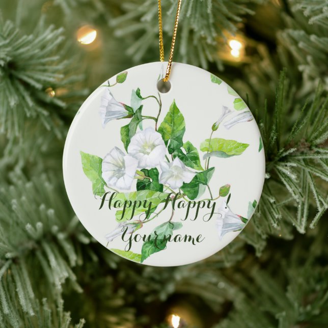 Bindete weiße Blume Keramik Ornament (Baum)