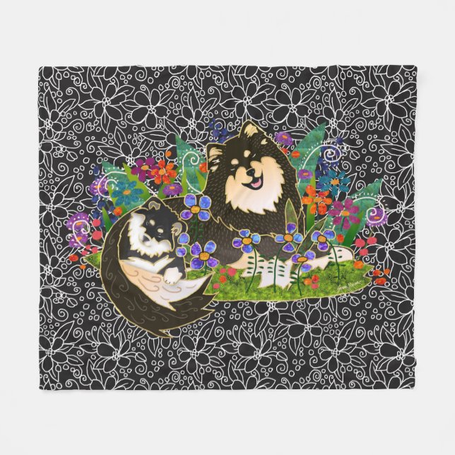 BINDI LAPPY - Finnische Lapphund-Vlies-Decken Fleecedecke (Vorderseite (Horizontal))