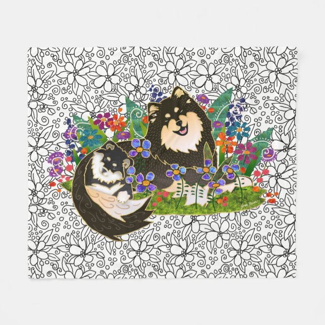 BINDI LAPPY - Finnische Lapphund-Vlies-Decken Fleecedecke (Vorderseite (Horizontal))