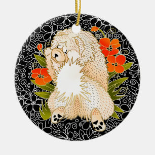 BINDI MINGSIE SAHNEchow-chow VERZIERUNG Keramikornament