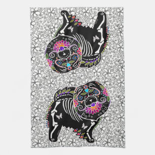 BINDI SUGARSKULL Chow - Küchen- oder Hundehandtuch Geschirrtuch