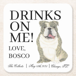 Bindle und White English Bulldog Hochzeit Rechteckiger Pappuntersetzer