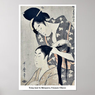 Bindung des Haares durch Kitagawa, Utamaro Ukiyoe Poster