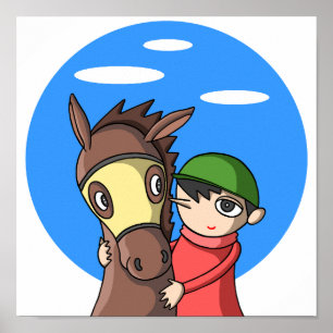 Bindung zwischen Pferd und Jockey. Poster