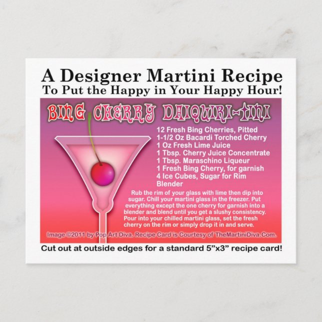 Bing Cherry Daiquiri Martini Rezept Postkarte (Vorderseite)