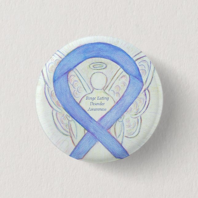 Binge Eating Disease Awareness Ribbon Angel Button (Vorderseite)