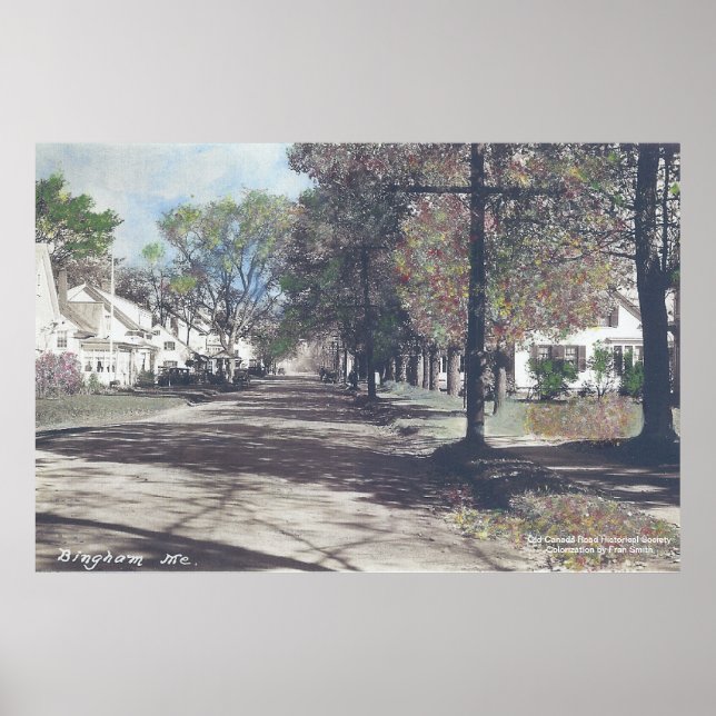 Bingham, Maine - Fall Scene auf der Main Street Poster (Vorne)