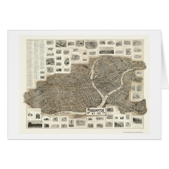 Binghamton, carte panoramique de NY - 1901 (Devant horizontal)