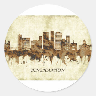 Binghamton New York Cityscape Runder Aufkleber