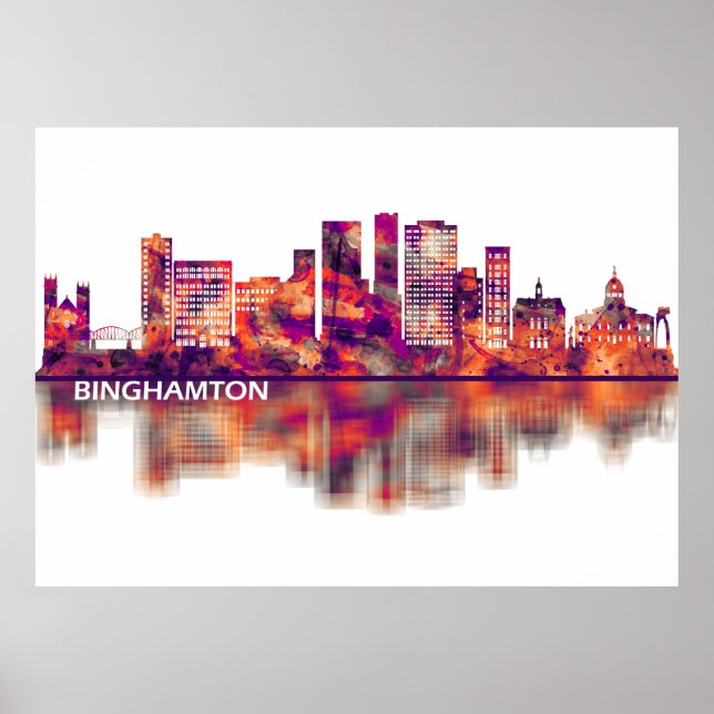 Binghamton New York Skyline Poster (Vorne)