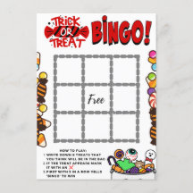 Bingo-Abschlusskarte Trick oder Treat