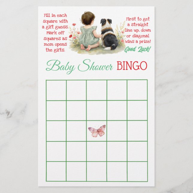  Bingo and Who Knows Mommy Best | Baby Shower Flyer (Vorne)
