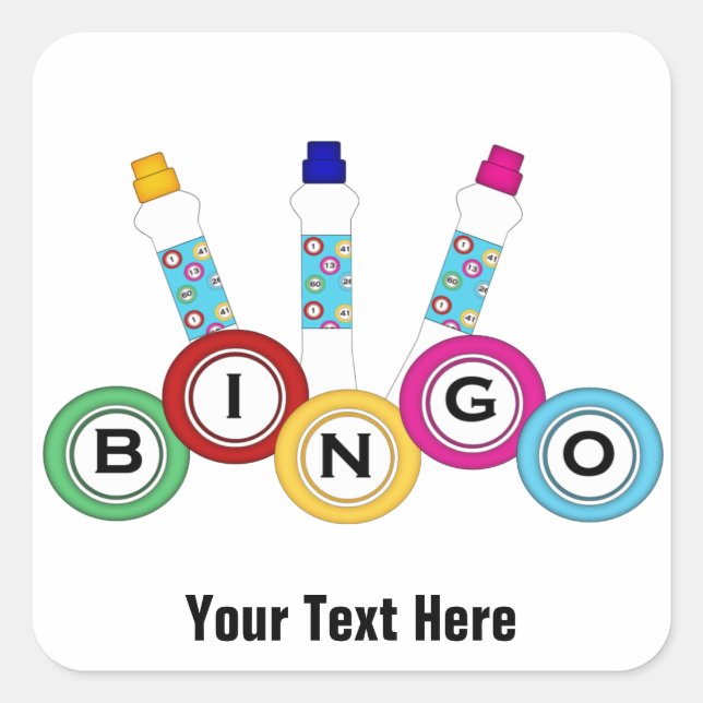 Bingo (anpassbar) quadratischer aufkleber (Vorderseite)