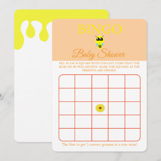 Bingo, Baby shower Carte de jeu Flyer, Bébé Bee