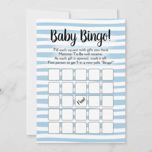 Bingo Baby Showspiel Blue White Einladung (Vorderseite)