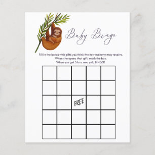Bingo Babydusche Spiel Sloth Theme