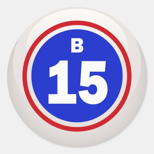 BINGO BALL B-15 RUNDER AUFKLEBER (Vorderseite)
